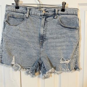 Celebrity Pink Light Blue Distressed Jean Shorts Size 13 AB
